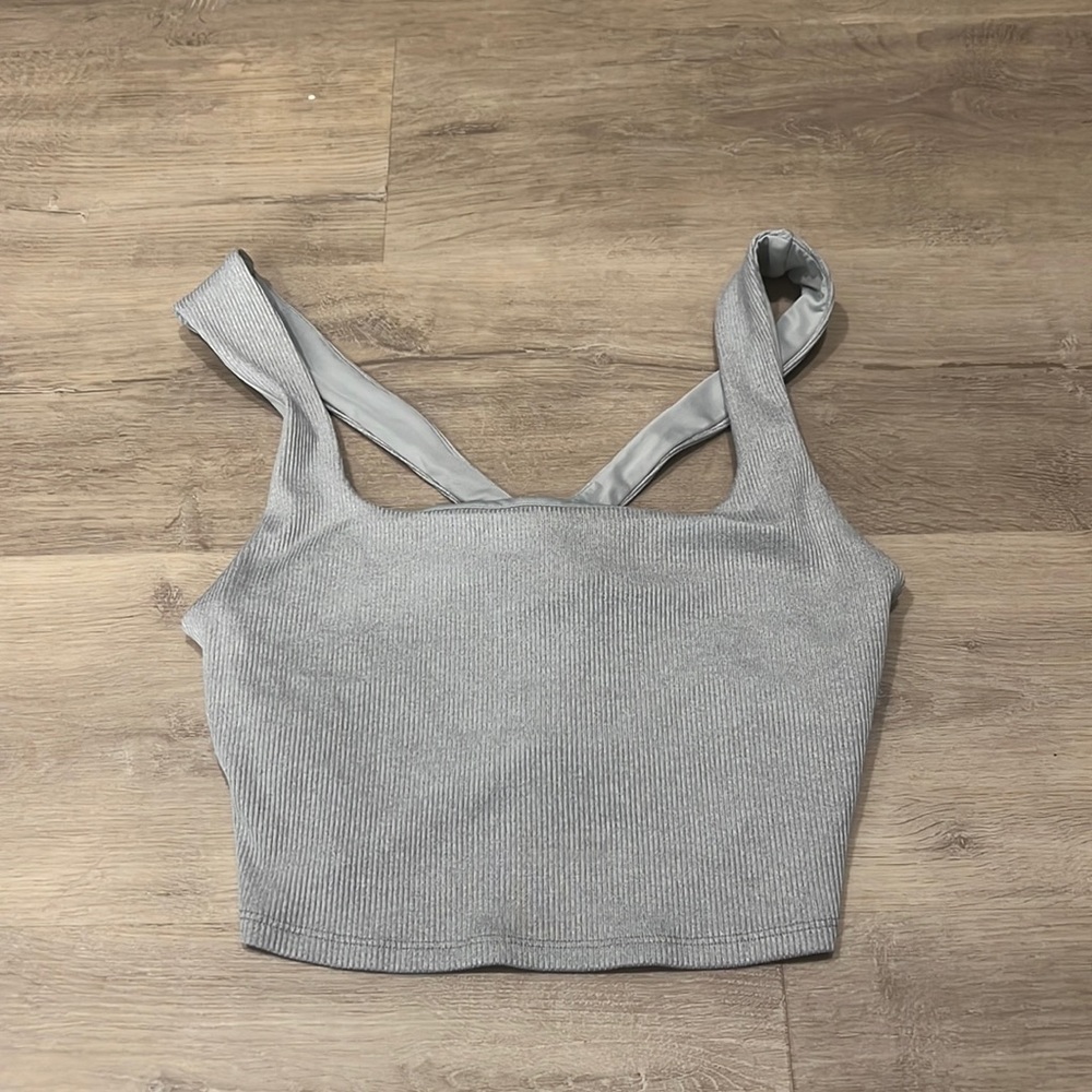 ALO Yoga Ribbed Tank Top in Light Gray